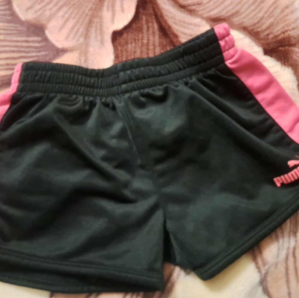 Puma Black Girl Shorts with Pink Highlights
